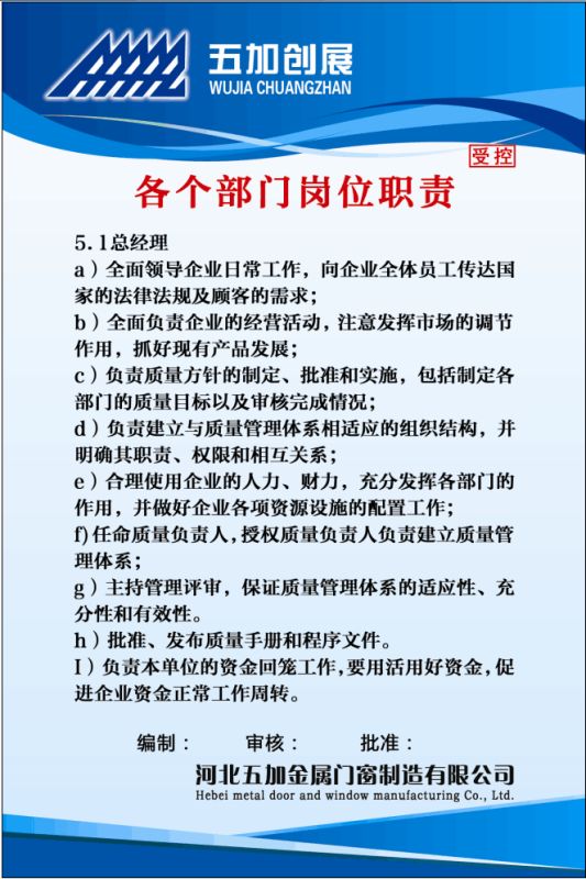 各個部門崗位職責(zé)